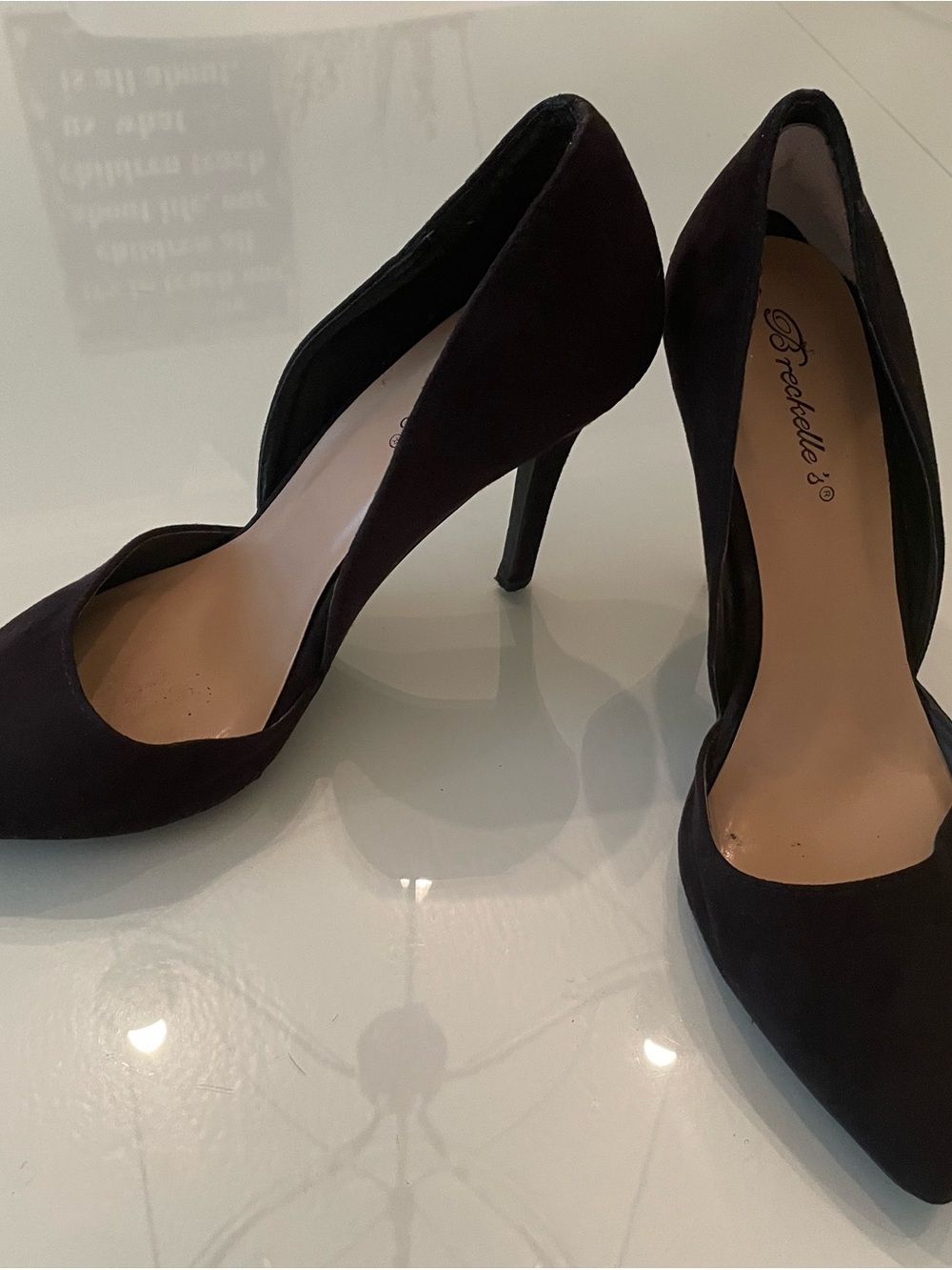 Breckelles Dark Plum Suede Pointed-Toe Stilettos